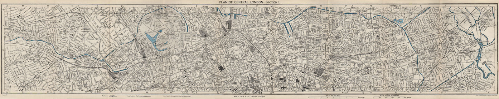 CENTRAL LONDON-SECTION I vintage city/town plan. London. WARD LOCK 1951 map